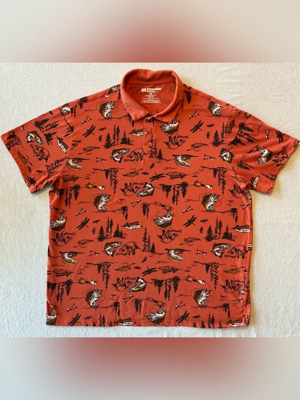 Weekend Soul  Bass Fishing Men's Polo Shirt| Size XL